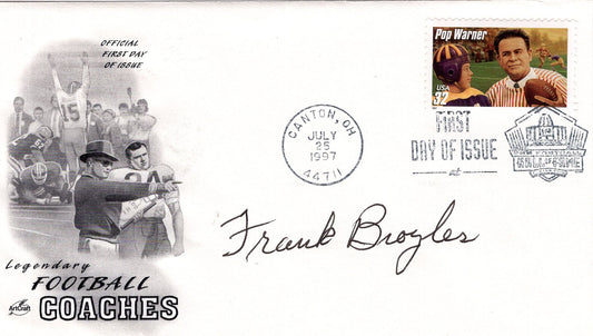 Coach Frank Broyles USPS Envelope Pop Warner Stamp Arkansas Razorbacks Football 6.5" x 3.5"