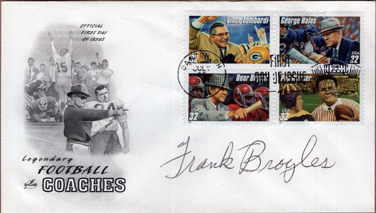 Coach Frank Broyles USPS Envelope Bear Bryant/Vince Lombardi Stamps Arkansas Razorbacks Football 6.5" x 3.5"