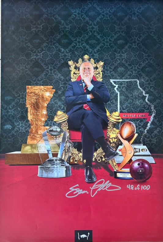 Coach Sam Pittman 2021 Trophy Games Signed & Numbered Poster Arkansas Razorbacks Football 13" x 19"