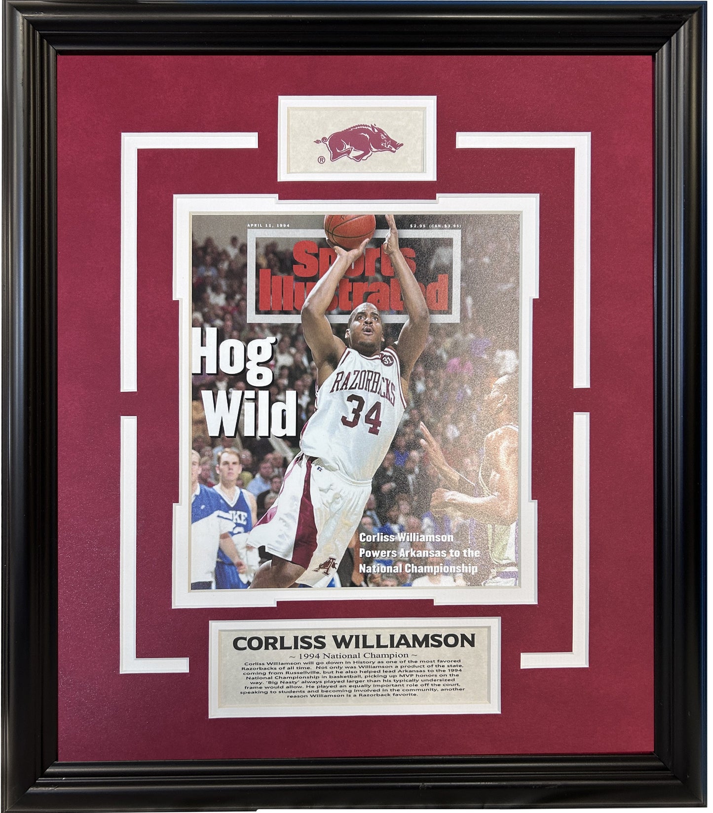 Corliss Williamson Sports Illustrated Hog Wild Magazine Photo Framed Art 14.5" x 16.5"