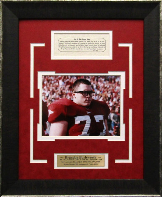 Arkansas Razorbacks Brandon Burlsworth Do It The Burls Way Framed Art 13.5" x 16.5"