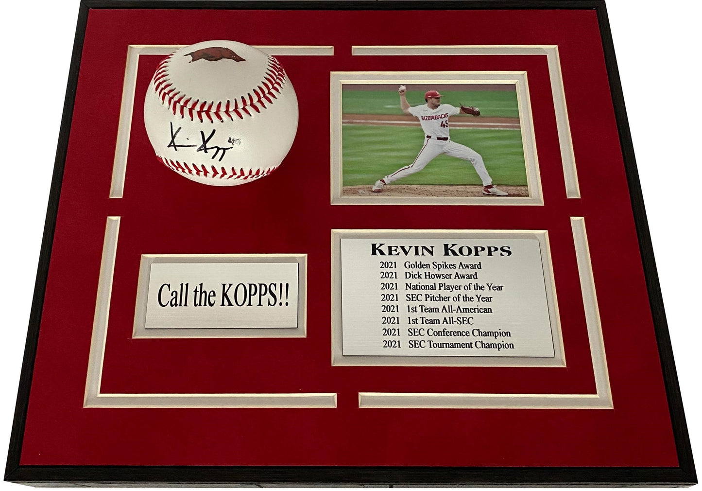 Kevin Kopps Autograph Ball with Base Arkansas Razorbacks Baseball