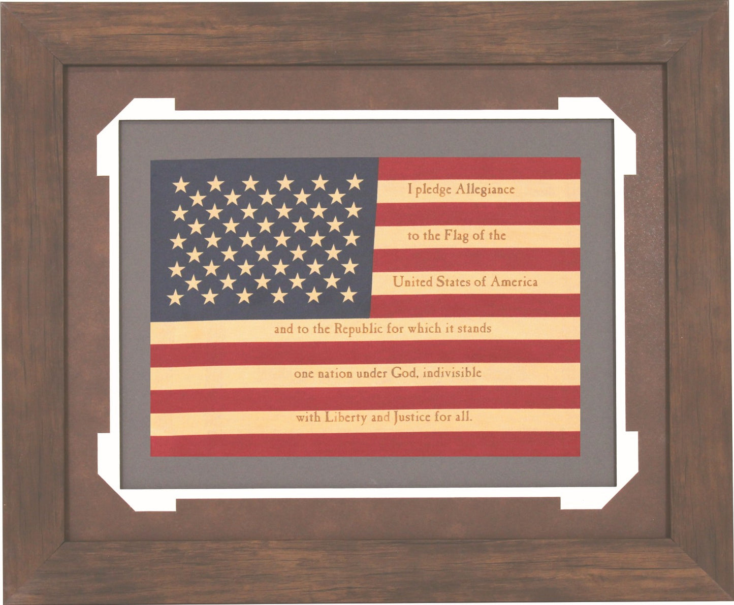 Pledge of Allegiance Patriotic American Flag Framed Art 16.5" x 20"