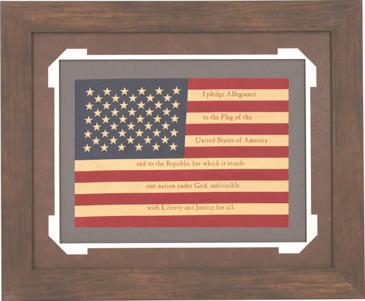 Pledge of Allegiance Patriotic American Flag Framed Art 16.5" x 20"