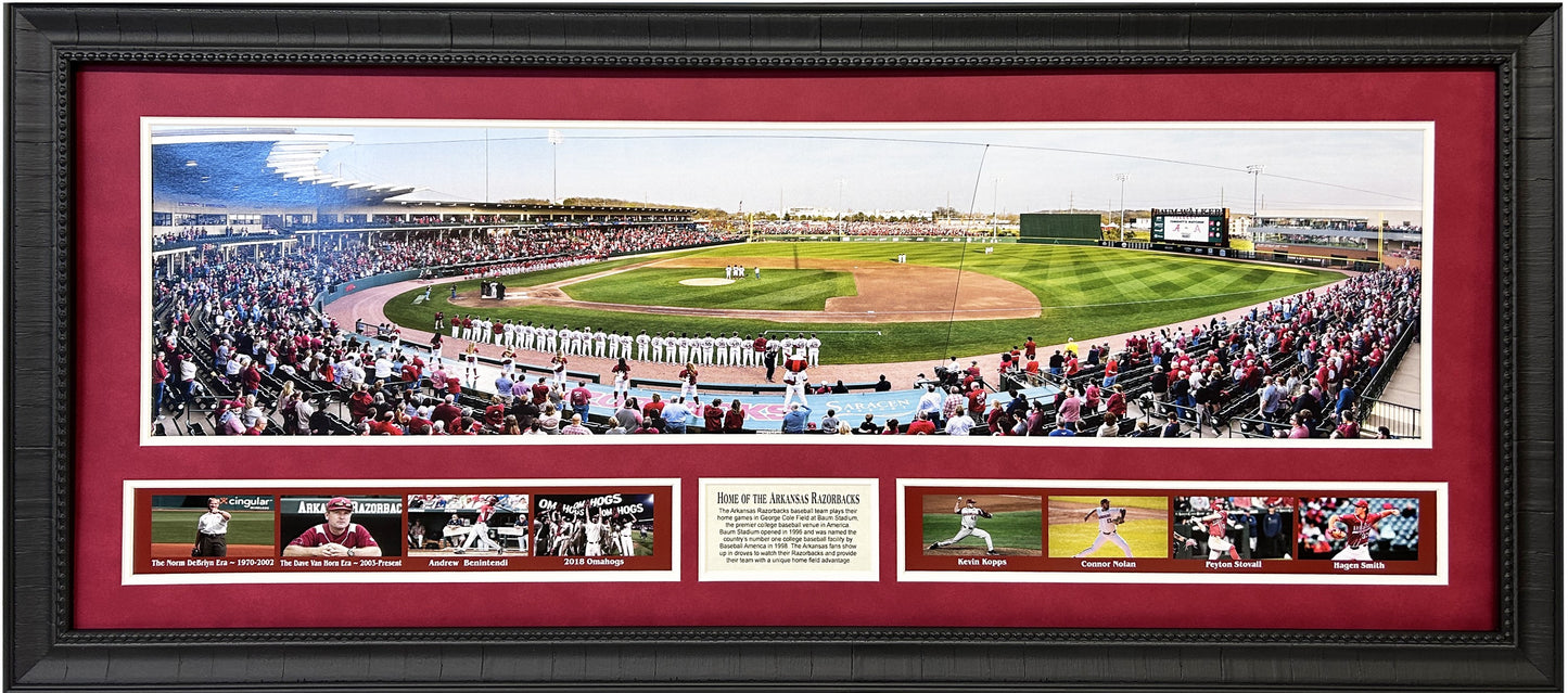 Baum Walker Stadium Arkansas Razorbacks Baseball Panoramic Framed Art 43" x 19"