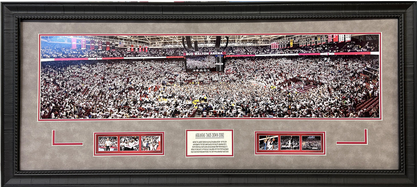 Arkansas Takes Down Duke Panoramic Framed Art 43" x 19" Razorback Basketball