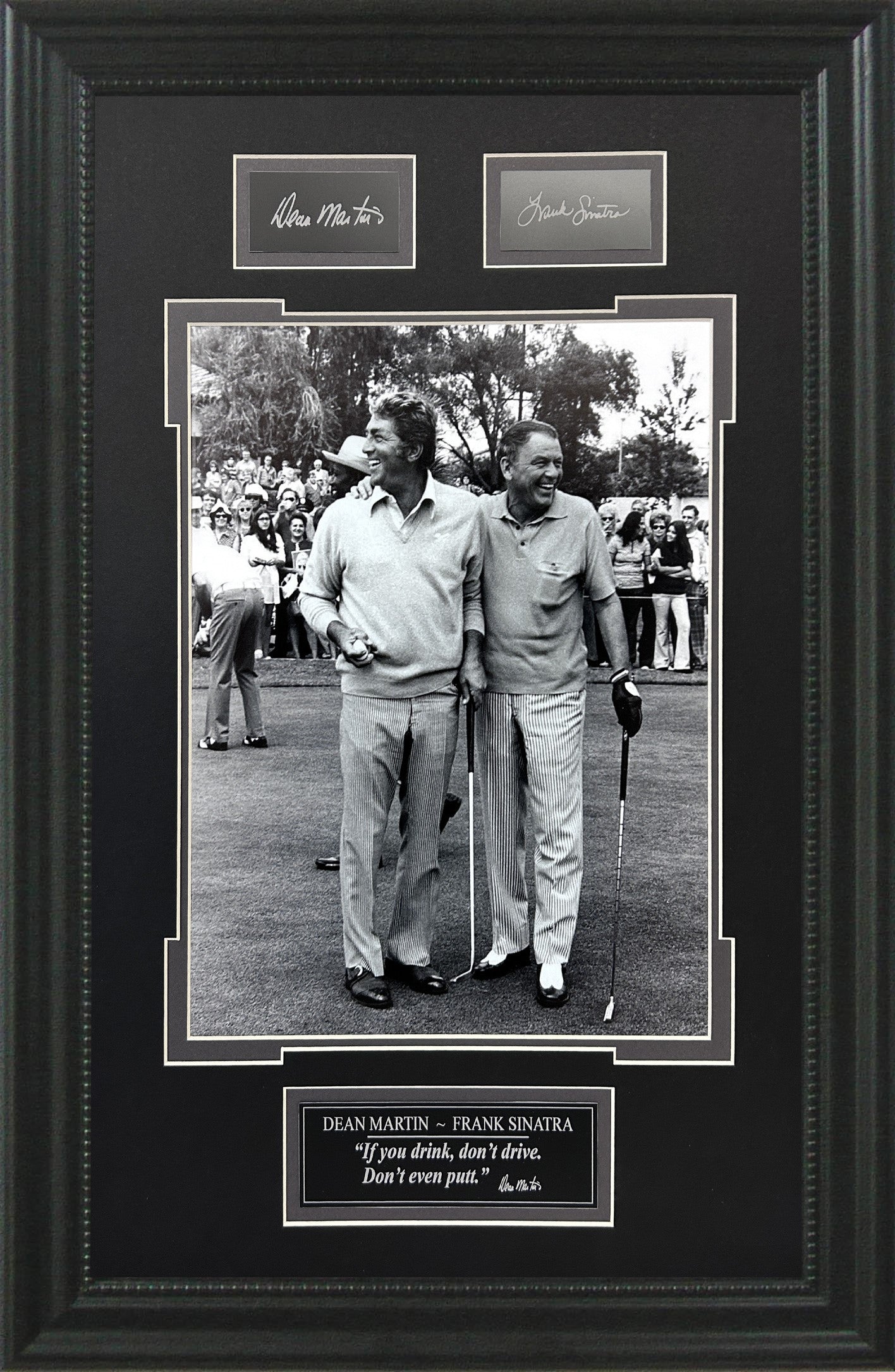 Dean Martin & Frank Sinatra Golf Quote Black & White Framed Art with Facsimile Autographed Plates 14" x 21"