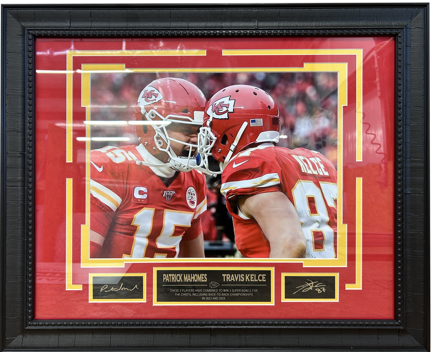 Patrick Mahomes & Travis Kelce Kansas City Chiefs Framed Art 23" x 19" with Facsimile Signatures