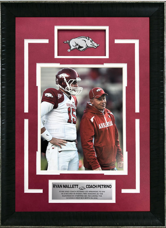 Ryan Mallett & Bobby Petrino Arkansas Razorbacks Football Framed Art 15.5" x 21"