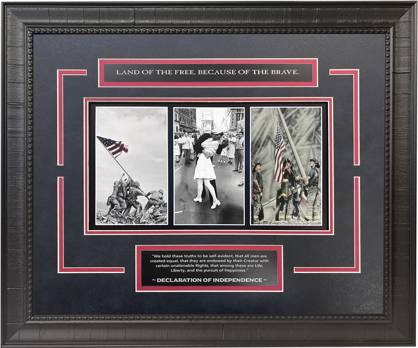 Land of the Free Patriotic Framed Art 19" x 23" 3-Photo Collage