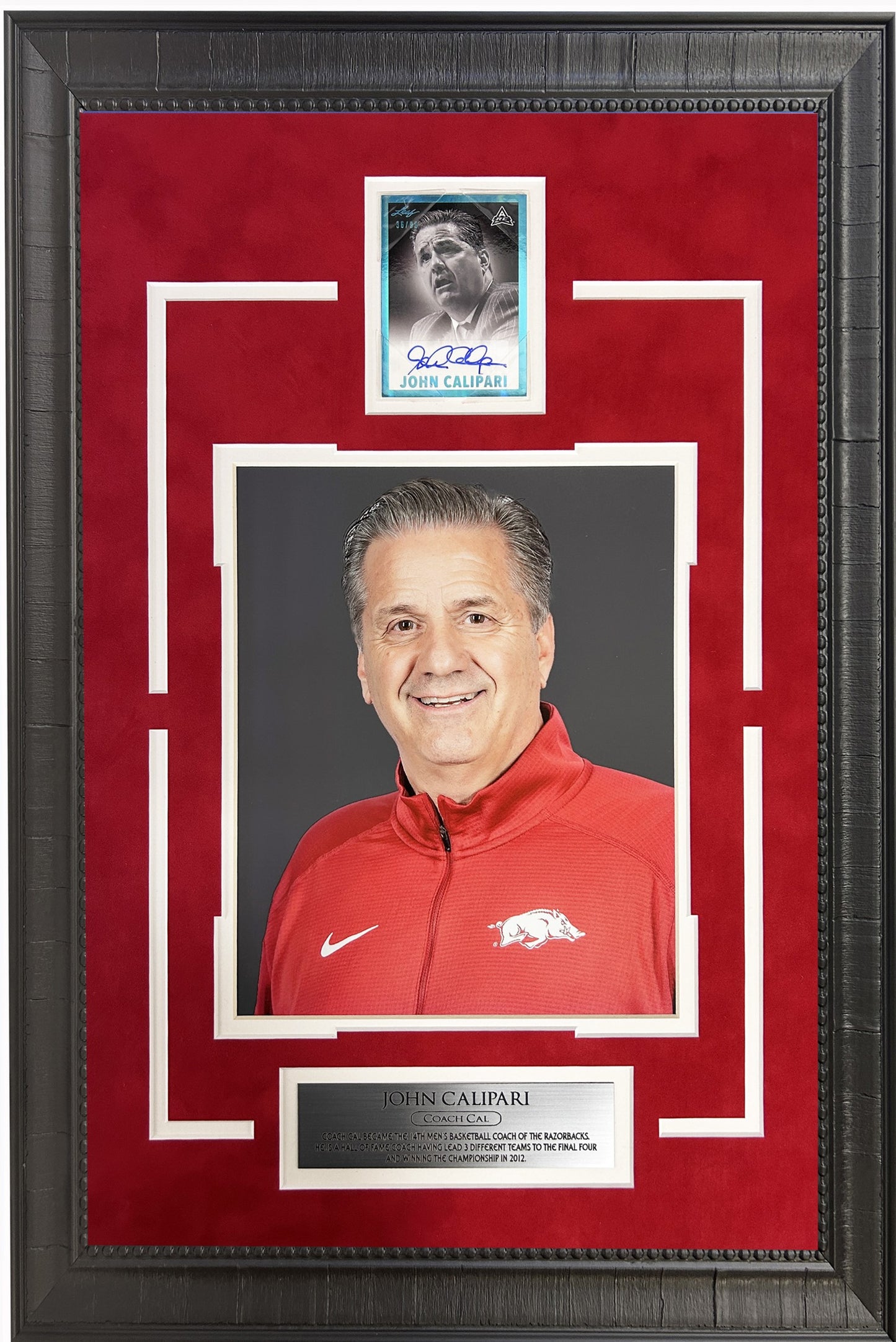 Coach John Calipari Arkansas Razorbacks Basketball Framed Art 16" x 23" with Autographed Card