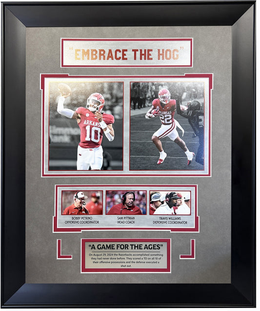 Embrace the Hog Game for the Ages Arkansas Razorbacks Framed Art 19" x 23" 5-Photo Collage