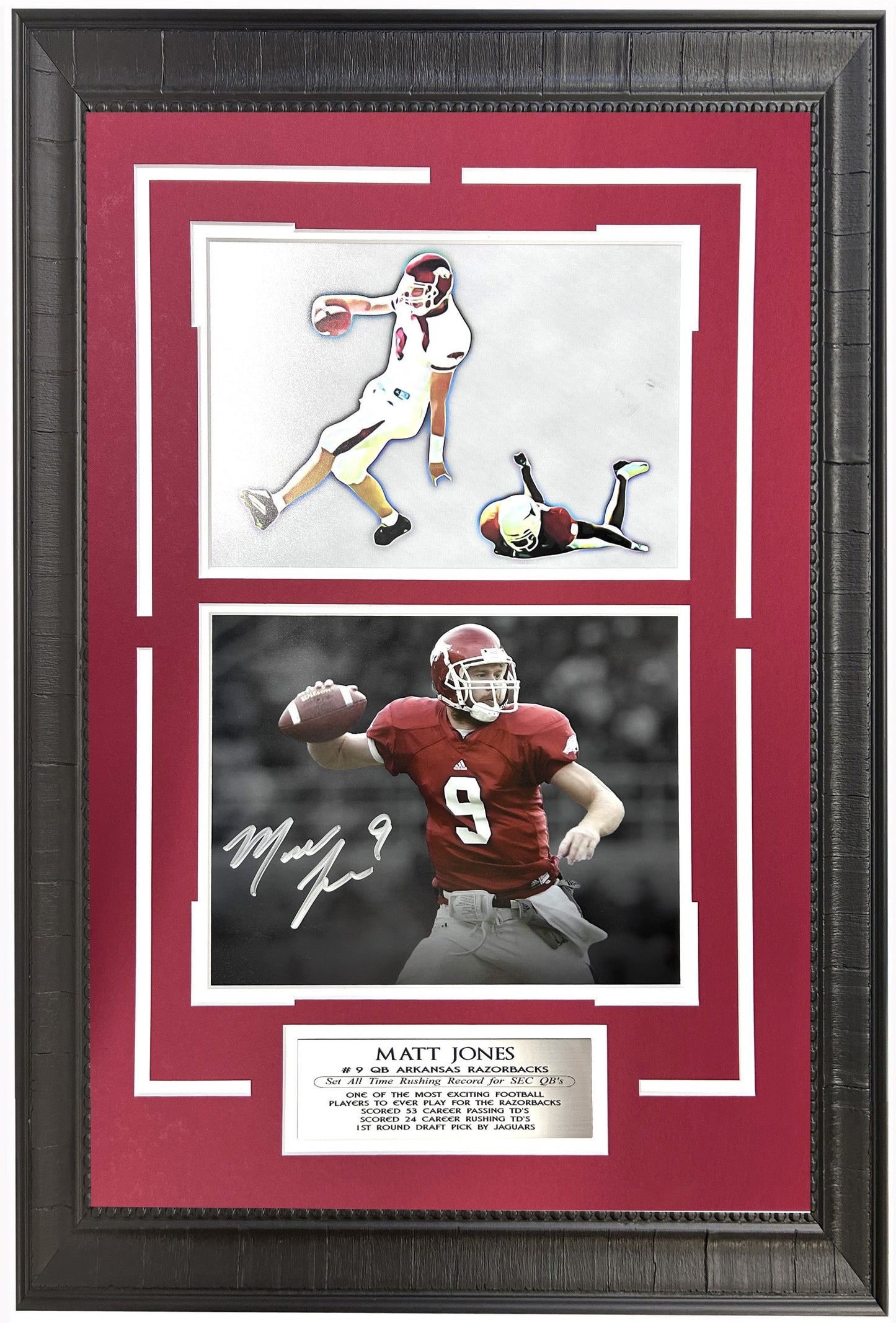 Matt Jones Autograph Photo Arkansas Razorbacks Football Framed Art 18" x 25.5"