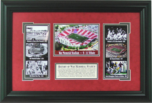 History of War Memorial Stadium Arkansas Razorbacks Football Framed Art 16" x 23" 7-Photgraph Collage