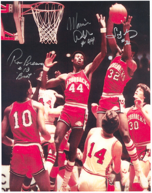 The Triplets Sidney Moncrief Ron Brewer Marvin Delph Autograph Photo Arkansas Razorbacks Men's Basketball 11" x 14"