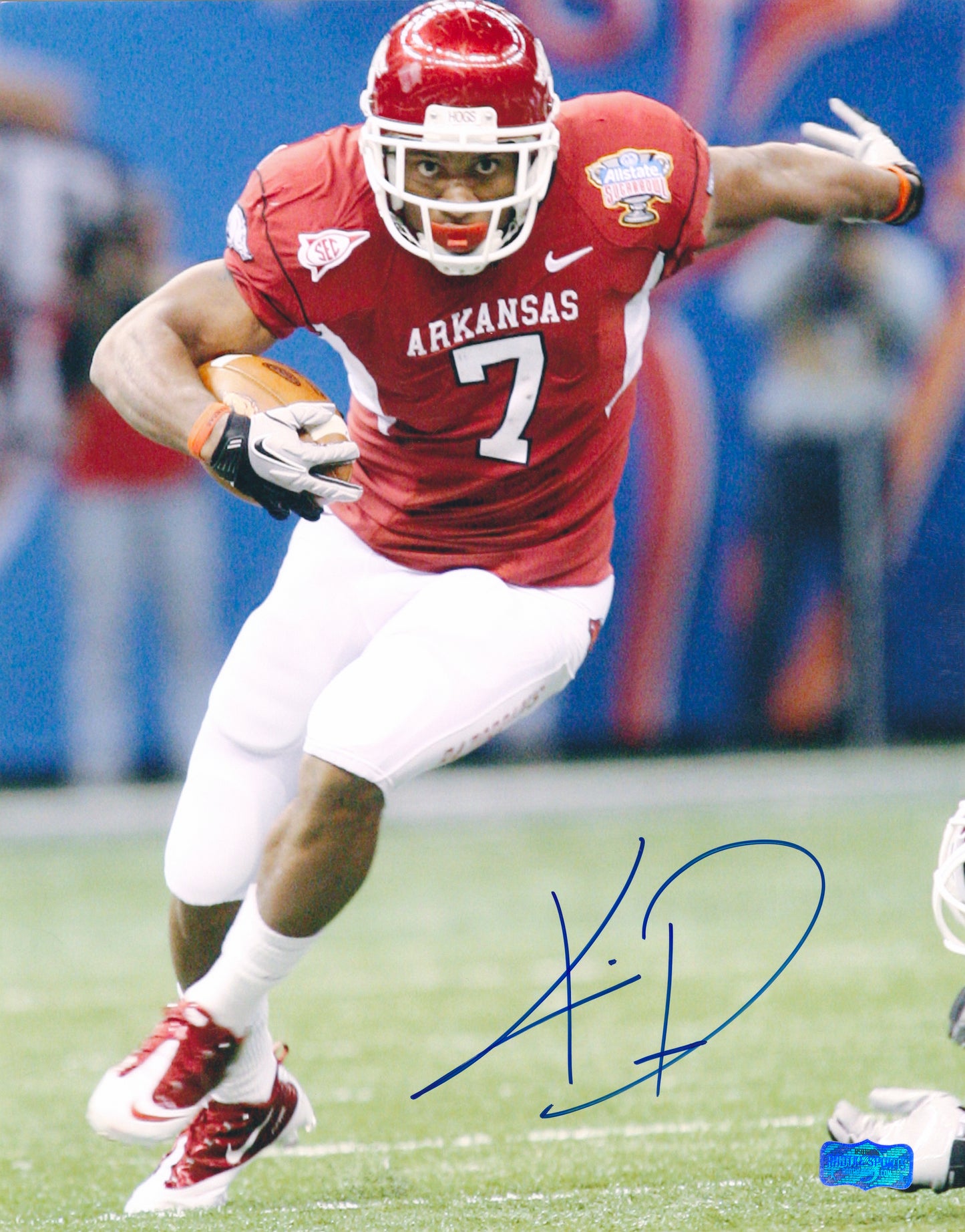 Knile Davis Red Jersey Autograph Photo Arkansas Razorbacks Football