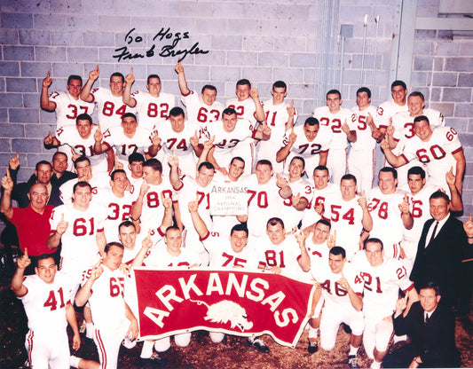 Frank Broyles 1964 National Champions Team Photo Go Hogs Inscription Autograph Arkansas Razorbacks Football 14" x 11"