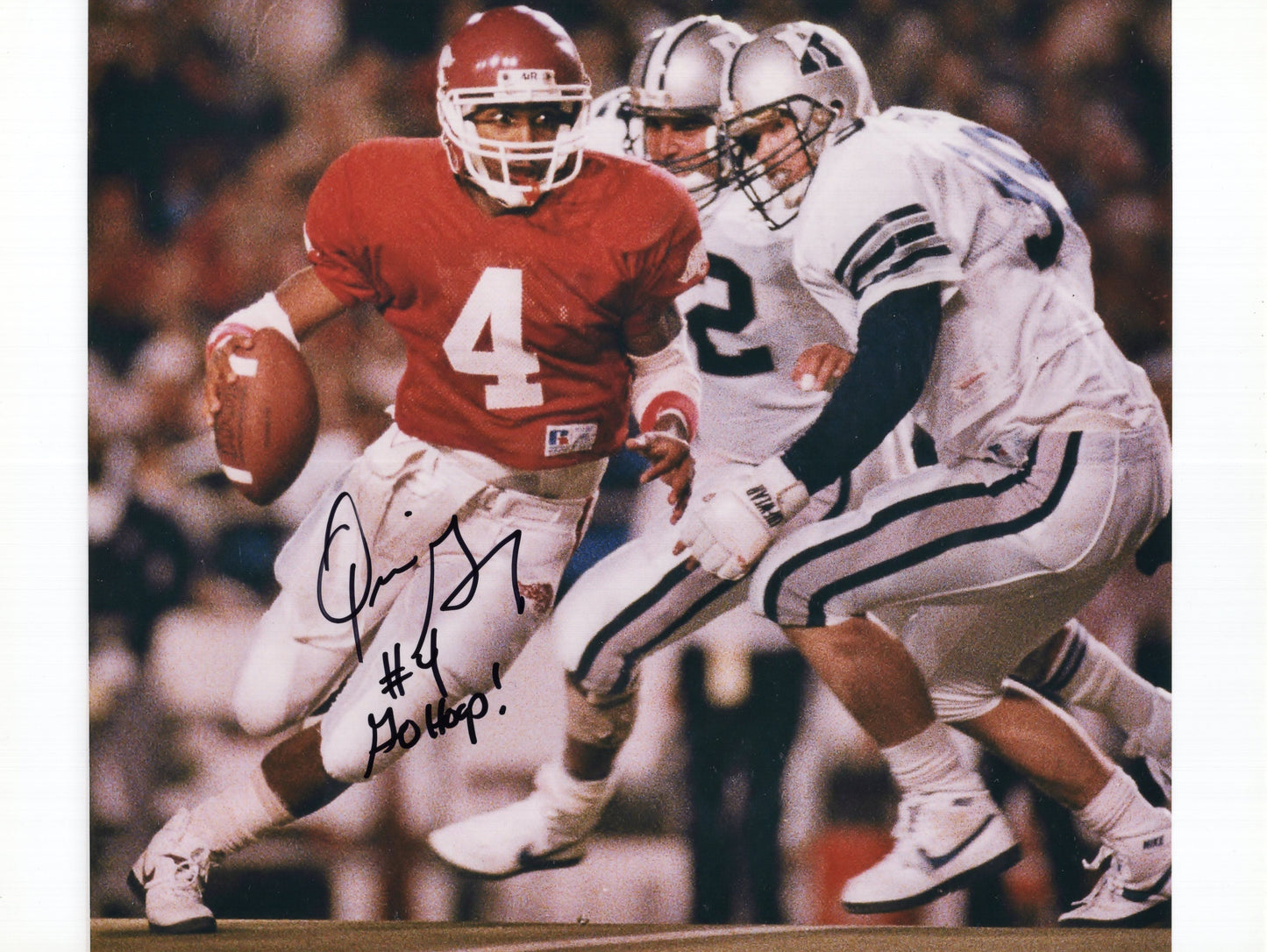 Quinn Grovey #4 Rice Game Go Hogs Inscription Autograph Photo Arkansas Razorbacks Football 11" x 8.5"