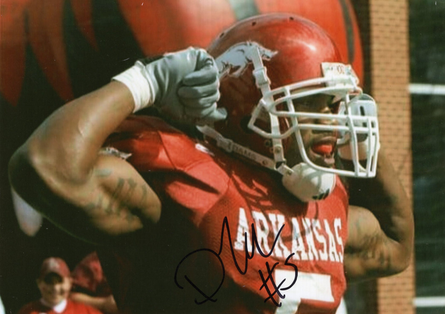 Darren McFadden #5 Red Jersey Autograph Photo Arkansas Razorbacks Football 7" x 5"