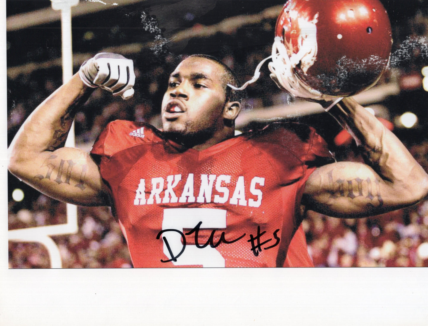 Darren McFadden #5 Red Jersey Autograph Photo Arkansas Razorbacks Football 11" x 8.5"