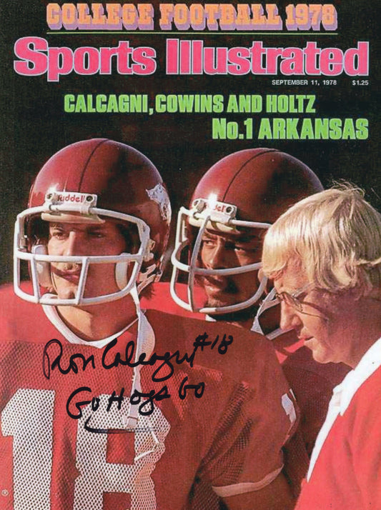 Ron Calcagni #18 Sports Illustrated 1978 Cover Autograph Photo Arkansas Razorbacks Football 8" x 10"