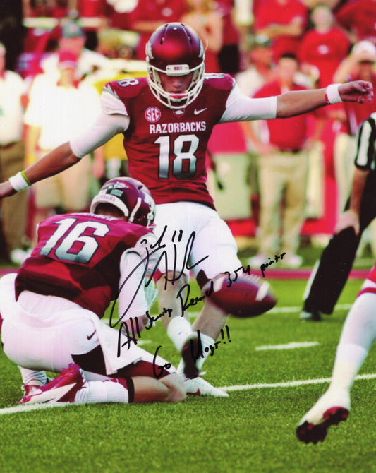 Zach Hocker #18 All Time Scoring Record Inscription Autograph Photo Arkansas Razorbacks Football 8" x 10"