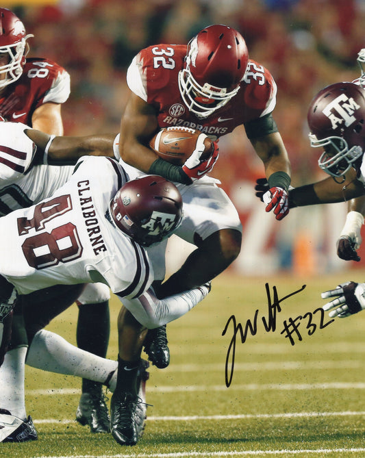 Jonathan Williams #32 Red Jersey Autograph Photo Arkansas Razorbacks Football 8" x 10"