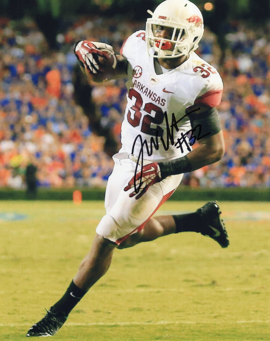 Jonathan Williams #32 White Jersey Autograph Photo Arkansas Razorbacks Football 8" x 10"