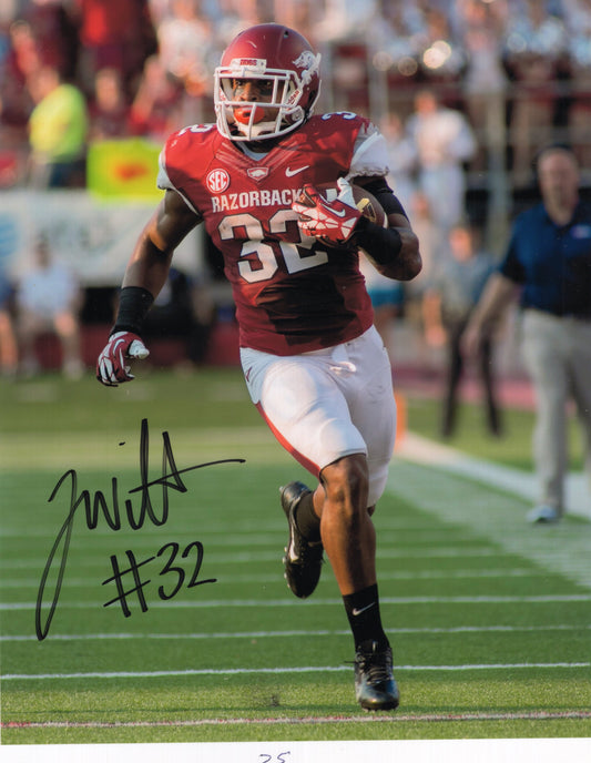 Jonathan Williams #32 Red Jersey Autograph Photo Arkansas Razorbacks Football 8.5" x 11"