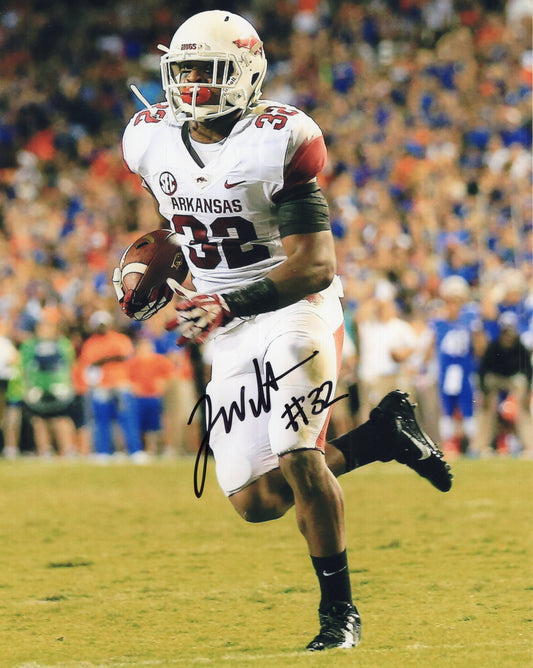 Jonathan Williams #32 White Jersey Autograph Photo Arkansas Razorbacks Football 8" x 10"