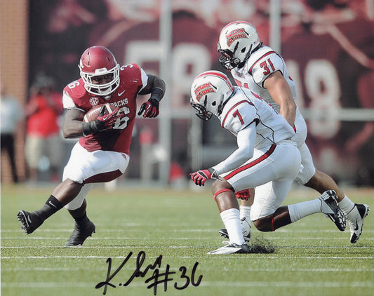 Kiero Small #36 Red Jersey Ragin Cajuns Game Autograph Photo Arkansas Razorbacks Football