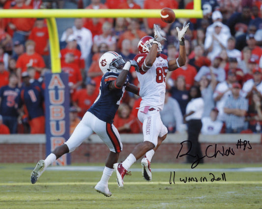 Greg Childs #85 11 Wins in 2011 Inscription Autograph Photo Arkansas Razorbacks Football 11" x 8.5"