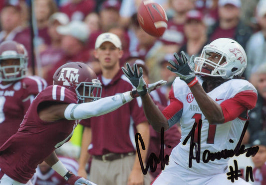 Cobi Hamilton #11 White Jersey Texas A&M Game Autograph Photo Arkansas Razorbacks Football 11" x 8.5"