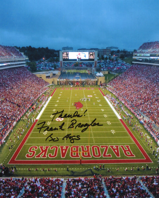 Frank Broyles Razorback Stadium Go Hogs Inscription Autograph Photo Arkansas Razorbacks Football 8.5" x 11"