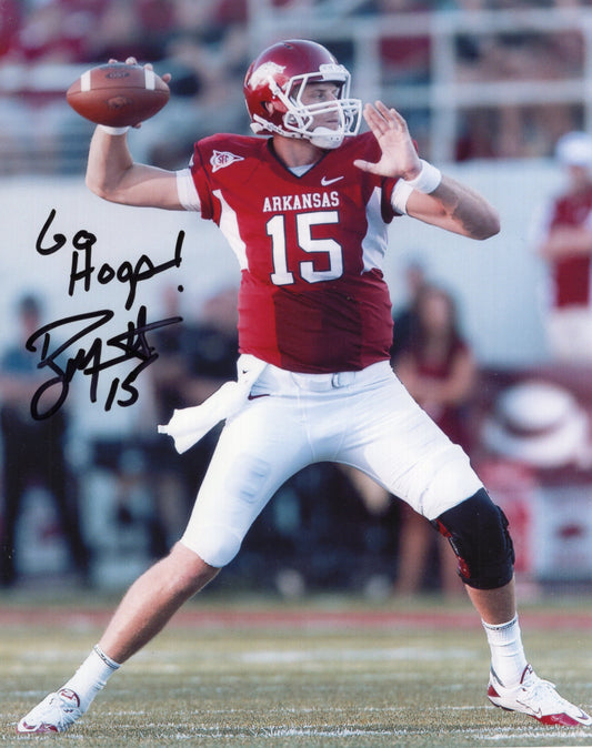 Ryan Mallett #15 Go Hogs Red Jersey Go Hogs Inscription Autograph Photo Arkansas Razorbacks Football