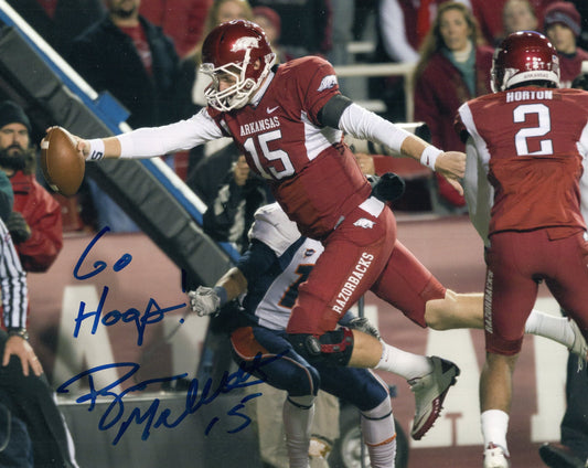 Ryan Mallett #15 Go Hogs Red Jersey Go Hogs Inscription Autograph Photo Arkansas Razorbacks Football 10" x 8"