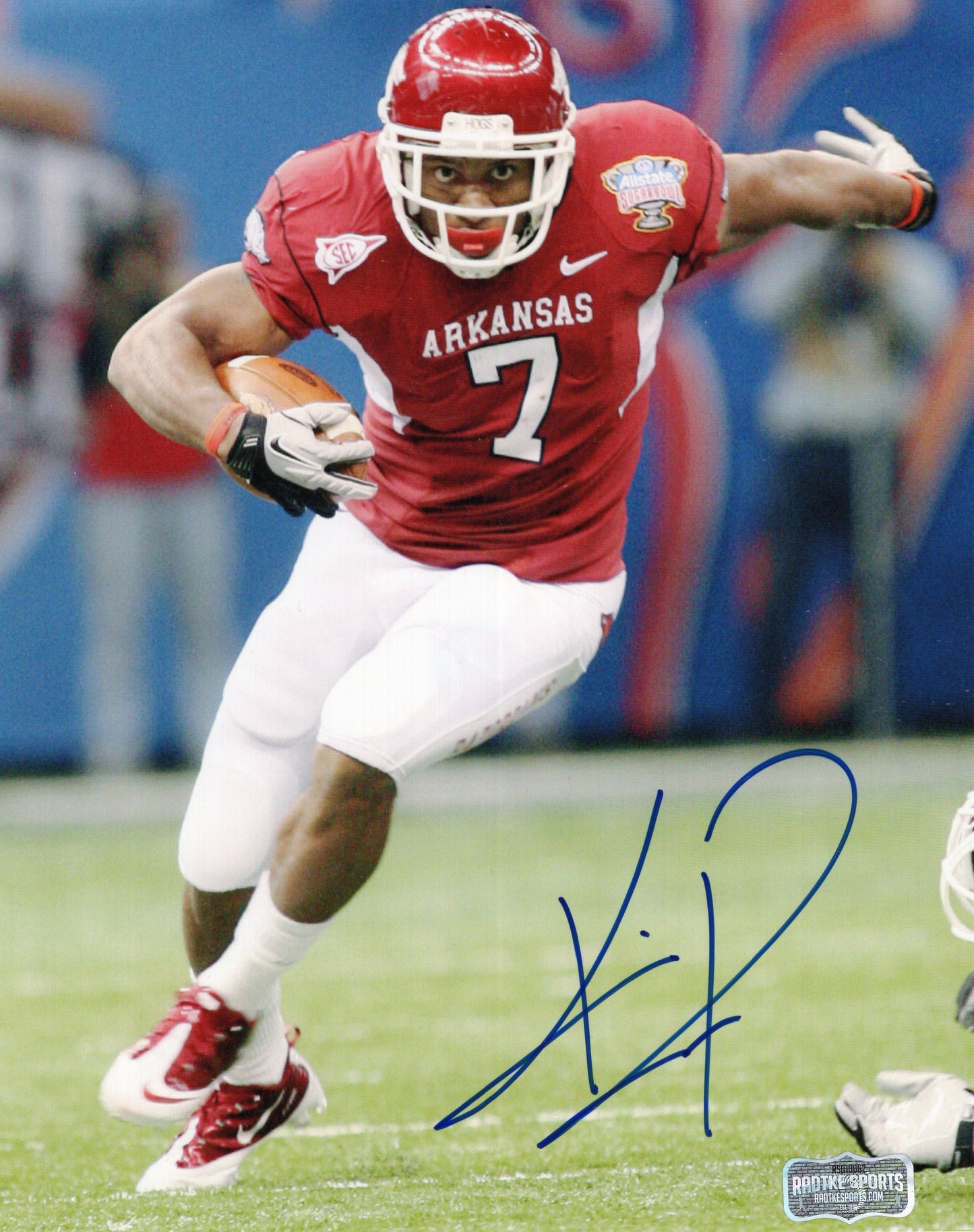 Knile Davis Red Jersey Autograph Photo Arkansas Razorbacks Football