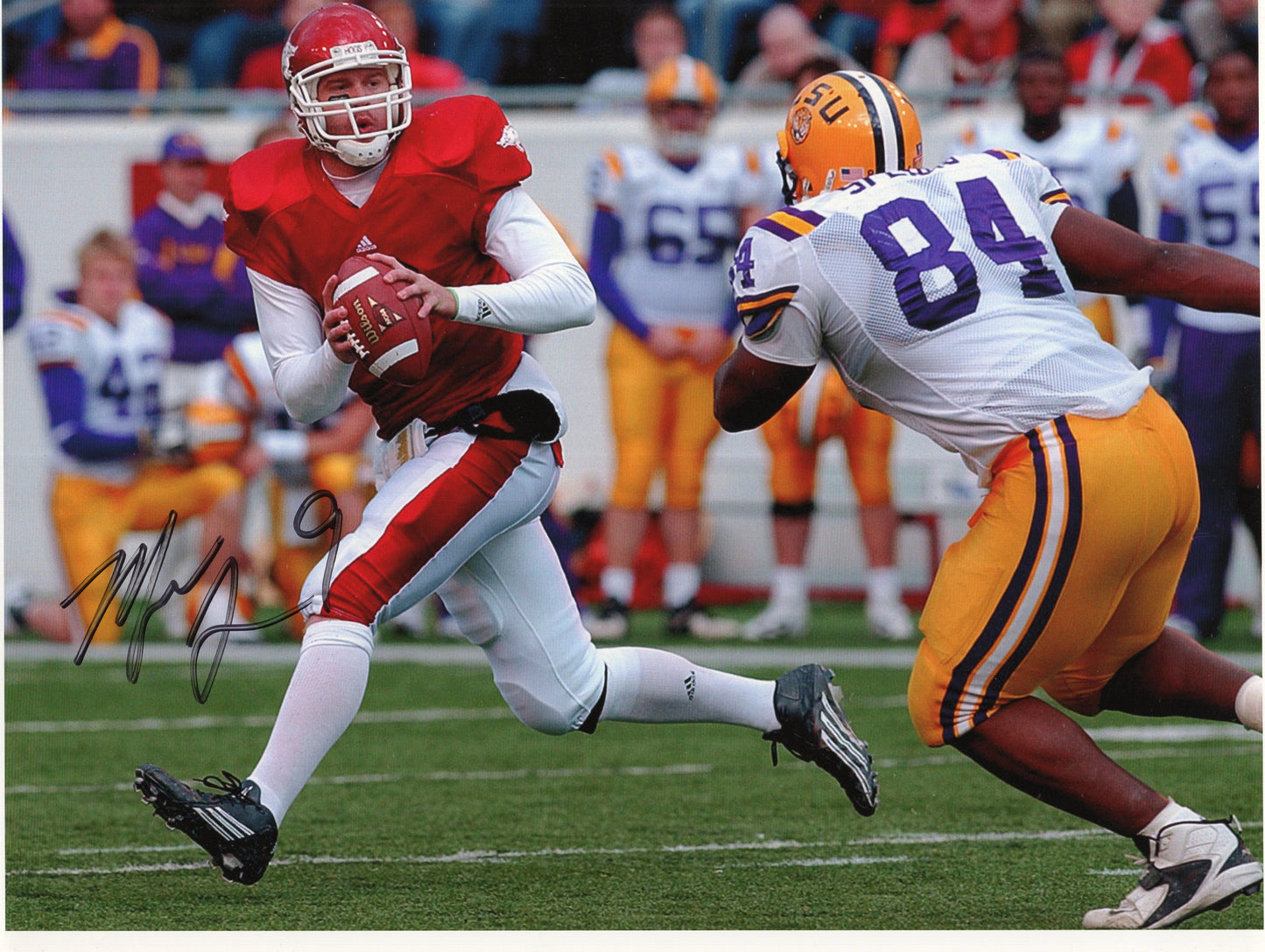 Matt Jones #9 Red Jersey LSU Game Autograph Photo Arkansas Razorbacks Football 11" x 8.5"