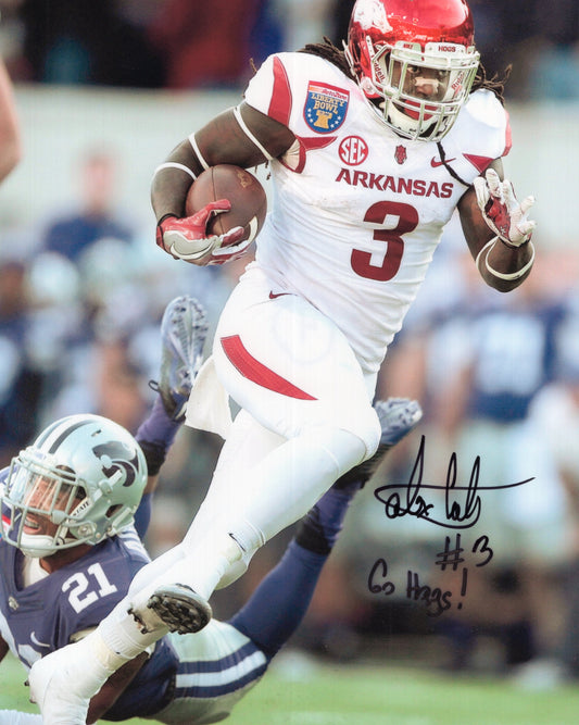 Alex Collins #3 Go Hogs Inscription Autograph Photo Arkansas Razorbacks Football 8.5" x 11"