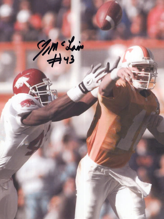 CJ McClain #43 White Jersey Autograph Photo Arkansas Razorbacks Football 8.5" x 11"