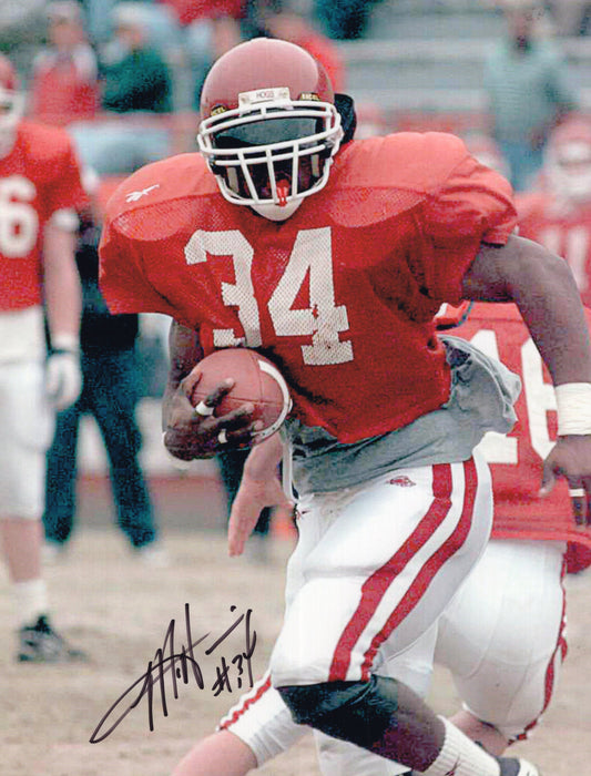 Madre Hill #34 Red Jersey Autograph Photo Arkansas Razorbacks Football 8.5" x 11"