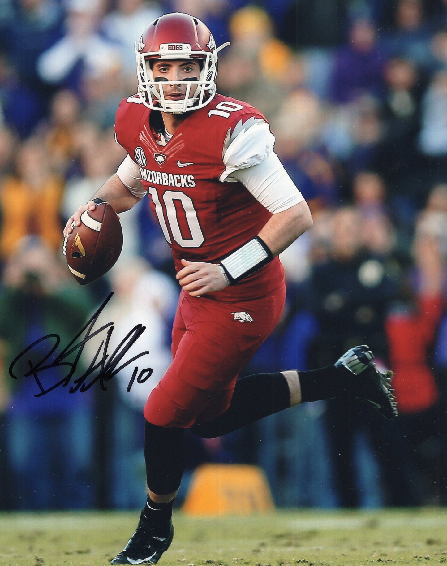 Brandon Allen #10 Red Jersey Game Autograph Photo Arkansas Razorbacks Football 8" x 10"