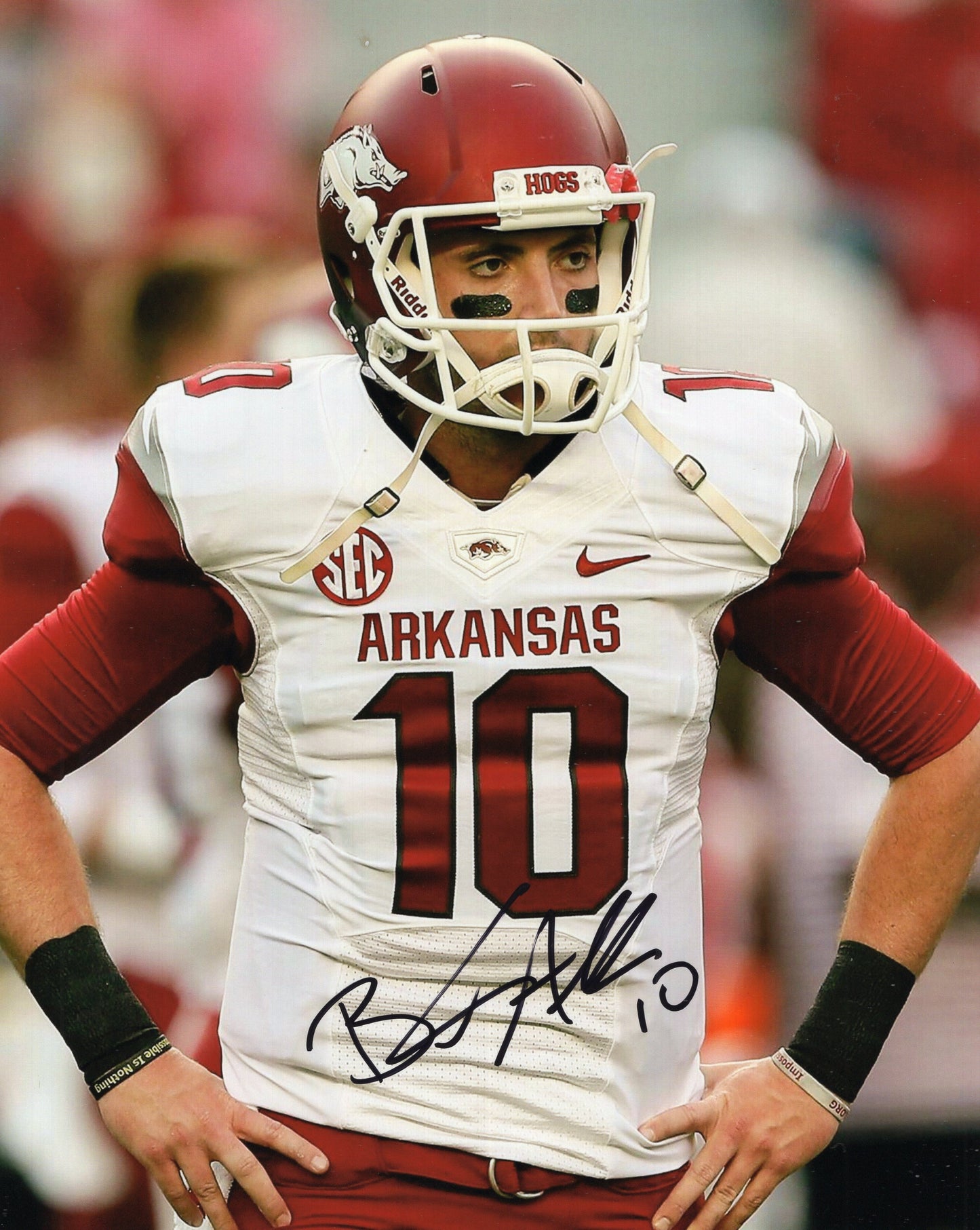 Brandon Allen #10 White Jersey Autograph Photo Arkansas Razorbacks Football 8" x 10" with COA