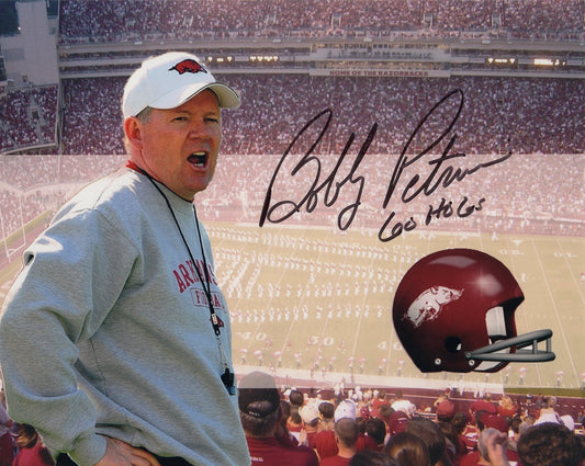 Coach Bobby Petrino Go Hogs Inscription Autograph Photo Arkansas Razorbacks Football 10" x 8"