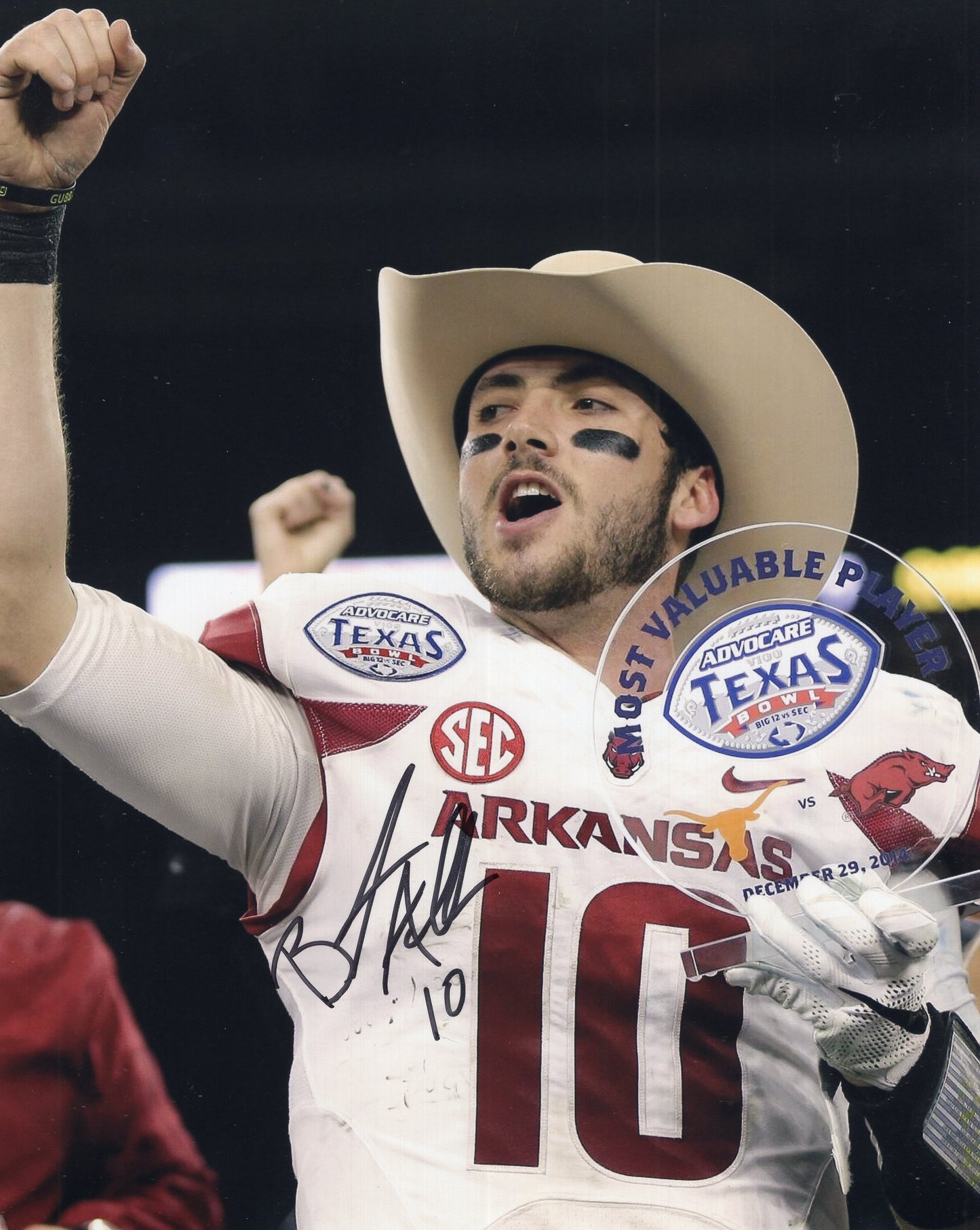 Brandon Allen #10 Texas Bowl MVP Autograph Photo Arkansas Razorbacks Football 8" x 10" with COA