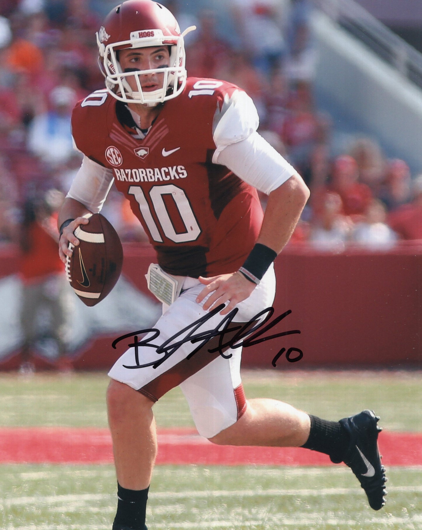 Brandon Allen #10 Red Jersey Autograph Photo Arkansas Razorbacks Football 8" x 10" with COA