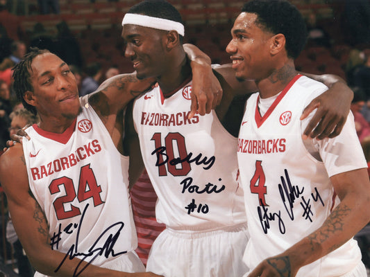 Bobby Portis Michael Qualls & Coty Clarke Triple Autograph Photo Arkansas Razorbacks Men's Basketball 11" x 8.5"