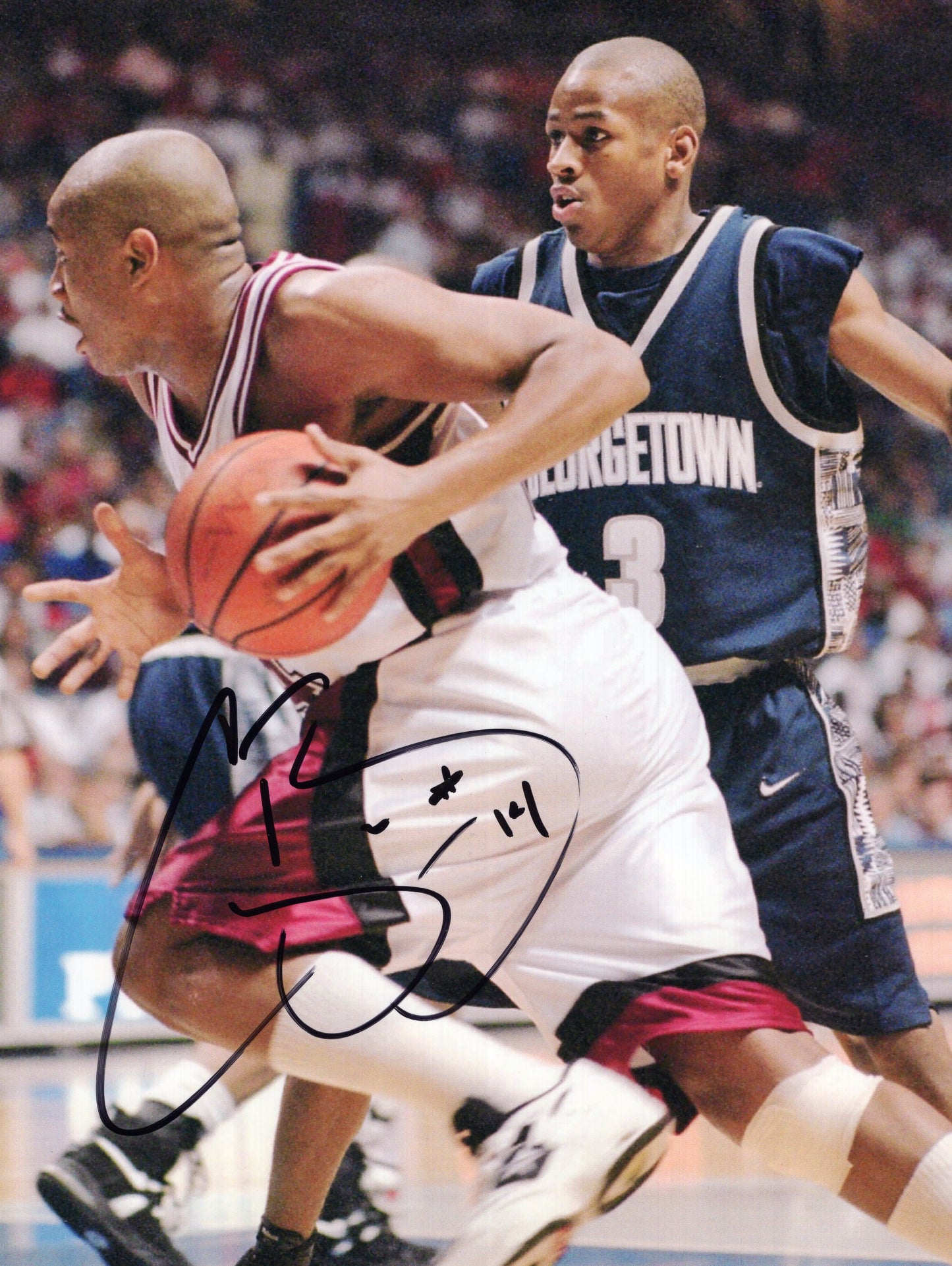 Corey Beck #14 Georgetown Game Autograph Photo Arkansas Razorbacks Men's Basketball 8.5" x 11"