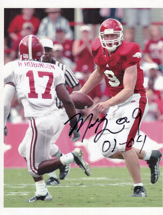 Matt Jones #9 Red Jersey Alabama Game Autograph Photo Arkansas Razorbacks Football 8.5" x11"