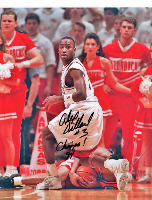 Alex Dillard #3 Champs 94 Inscription Autograph Photo Arkansas Razorbacks Men's Basketball 8.5" x 11"